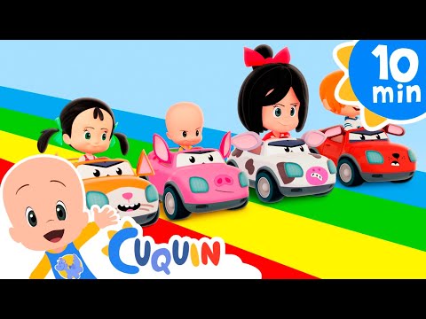 The wheels on the animal car round | Cleo & Cuquin | Kids | Songs