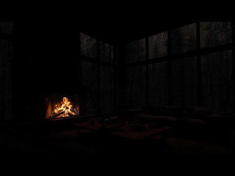 Ad-Free 🌧️ Rain & Thunderstorm with Cozy Fireplace | Deep Sleep & Stress Relief