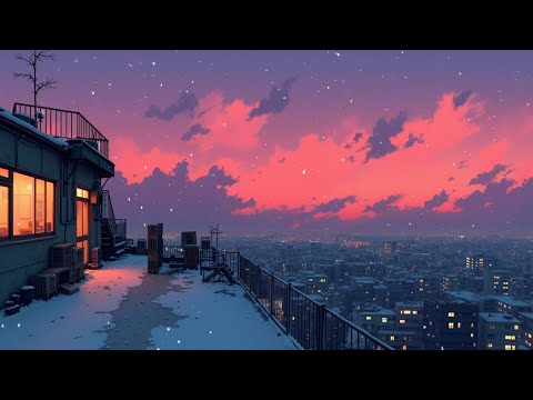 Lofi Hip Hop Beats ❄️ Snowy Japanese Rooftop Vibes & Tokyo City Ambience 🌆 Study Relax