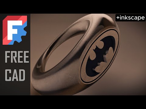 FreeCAD 1.0 Create Batman Ring, Deboss Simple Logo.