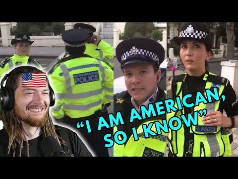American Reacts to "Educated" American thinks he can school Police in London.