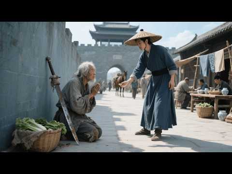 Poor boy gives 10 coins, gains invincible sword skill and rises!