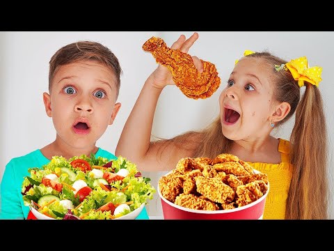 Diana và Roma đi học & ăn thức ăn không lành mạnh