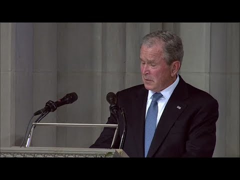 George W. Bush speaks at John McCain's Washington DC funeral