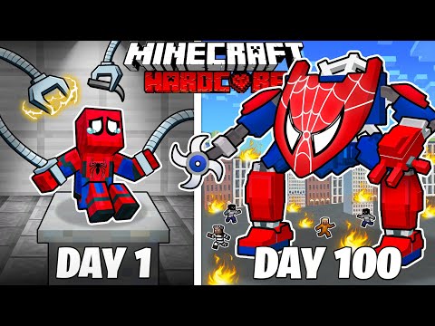 I Survived 100 Days as MECHA SPIDER-MAN in HARDCORE Minecraft