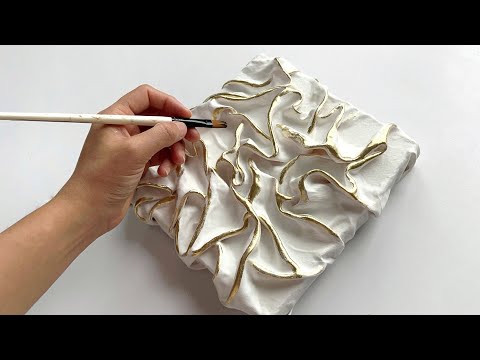 How to Create Textured Fabric Art on Canvas | Amazing 3D Abstract art Painting 🤩