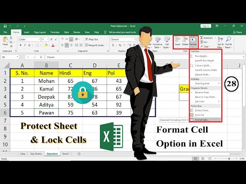 Lock Cells & Protect Sheet in Excel | Format Option in Microsoft Excel 2013/2019 in Hindi Language.