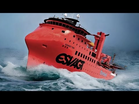 Modern SUPPLY SHIPS are Launched And Work DANGEROUS WAVES In Storm