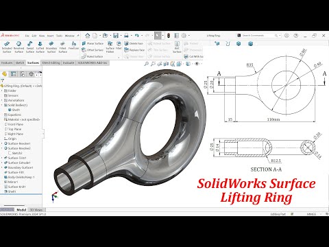 SolidWorks Advanced Surface Modeling Lifting Ring (Boundary Surface)