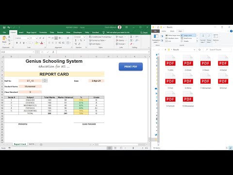 How to generate Student Marksheet Report Card PDF Automatically with VBA Macros in Excel Hindi Urdu.