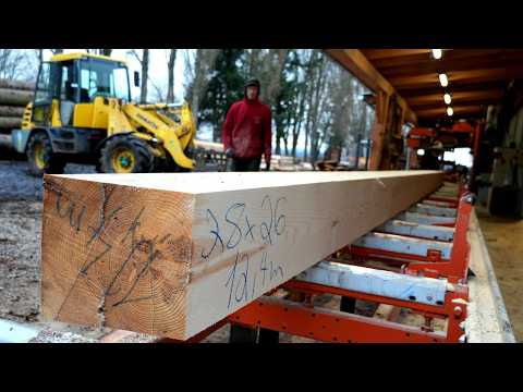 Amazing transformation of a gigantic tree into a 12-meter beam for building a log cabin (Process)