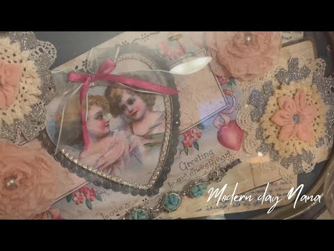“Vintage Valentine Shadow Box DIY | Antique Frame, Lace & Cherubs 