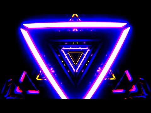 🎬 VisionKanal 4K – Futuristic Purple and Blue Neon Triangle | No Audio [2 Hours]