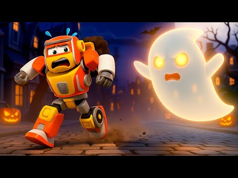 👻 Halloween 🎃 Super Robot encounters a Ghost! 🤖 Car Cartoons For Kids | Robofuse