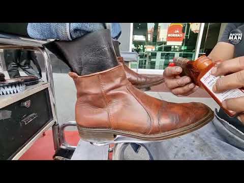 #shoeshine #lightbrown ankle boots in completely bad condition, restored to a mirror shine.