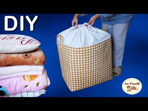 Large Storage Fabric Basket with Drawstring Closure