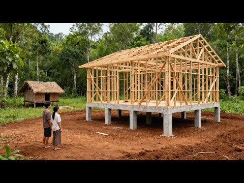 Young Couple and Son build 2 HUGE wooden houses in 2 years | From Start to Finish by @lythibinh