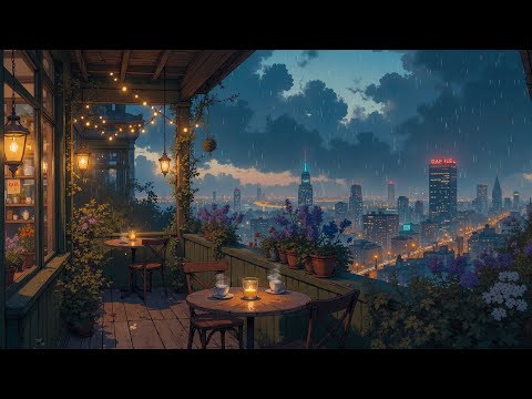Lofi Balcony in Japan  Rainy Night 🌙 Peaceful Raindrop Notes | For Study, Sleep & Relaxation