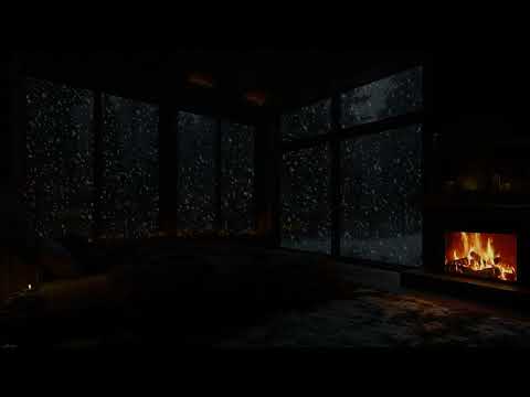 Blizzard & Fireplace Sounds at the Mountain Cabin🔥No Ads | Cozy Winter Night Ambience for Deep Sleep