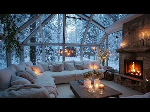 Softness Winter SNOWFALL Ambience | White Flower Room & Relaxing Piano for Meditation and Calm