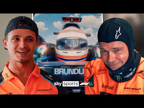 Brad Pitt and Martin Brundle DRIVE Lando Norris' McLaren F1 car ๐ ๐๏ธ