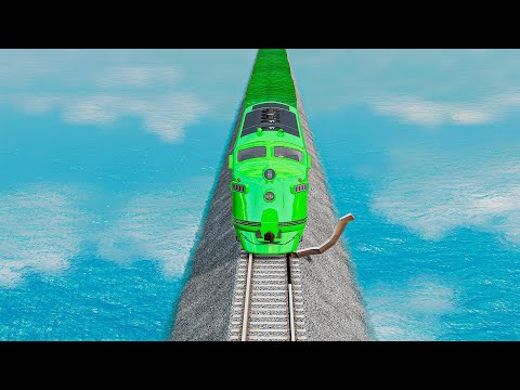 Double Colorful Trains Vs Impossible Big Mistake Weird Rail Tracks Crossing Deepwater | BeamNG.drive