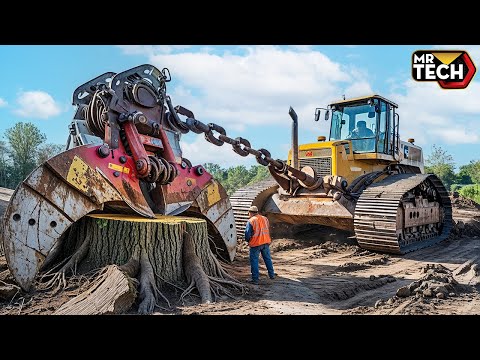 Extreme Dangerous Fastest Big Chainsaw Cutting Tree Machines | Monster Stump Removal Excavator #32