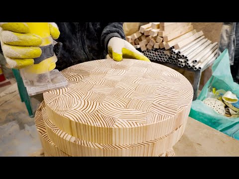 Artistic annual Rings! Process of making END GRAIN Cutting Board