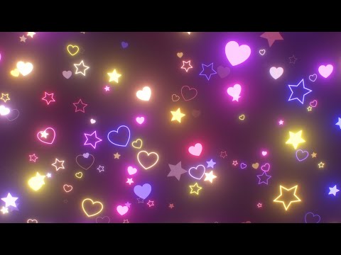 Ultraviolet Neon Flashing Heart And Star Shapes With Parallax Effect 4K VJ Loop Motion Background