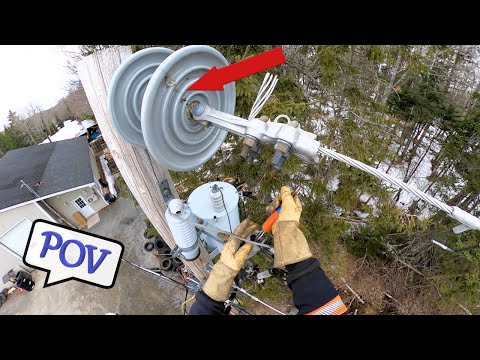 Lineman changing a "dead-end" - Go Pro