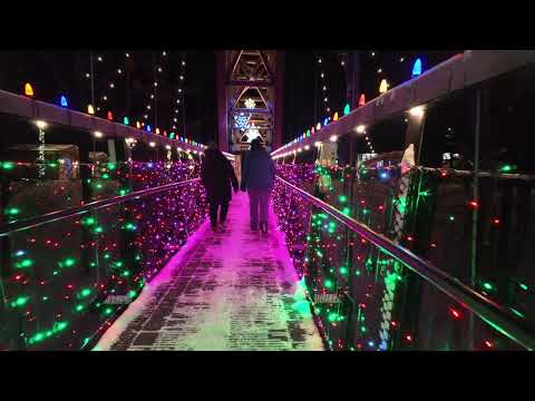 Would you cross this incredible light bridge at night?