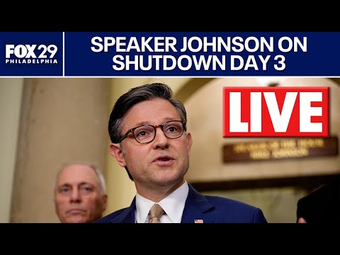 House Speaker Mike Johnson to speak on government shutdown Day 3
