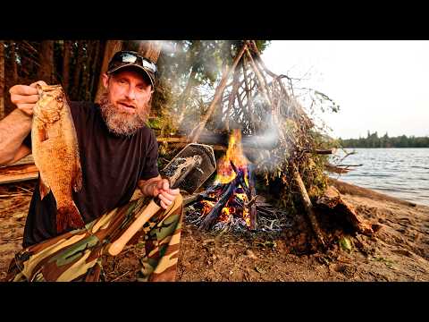 Survival Camping Challenge on Remote Island  (Primitive Meat Smoker!!!) - NO Food, Water, or Shelter