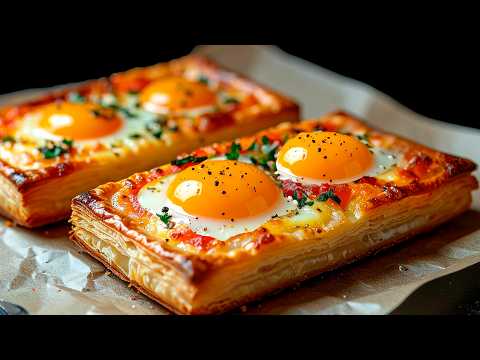 A simple, quick and delicious breakfast idea for every day!  Puff pastry and eggs!