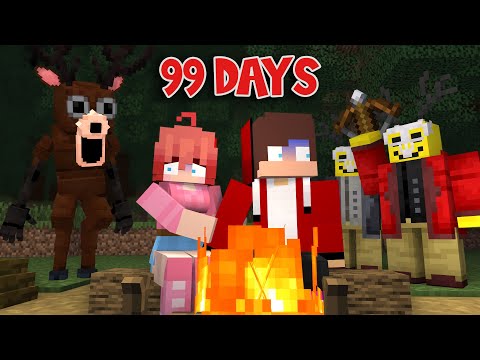 MAIZEN : JJ & SAYORI TRAPPED 99 DAYS IN THE ISLAND - Minecraft Animation