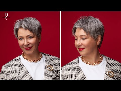 DEMETRIUS | Стрижка ПИКСИ для взрослой женщины | Женская стрижка на седые волосы
