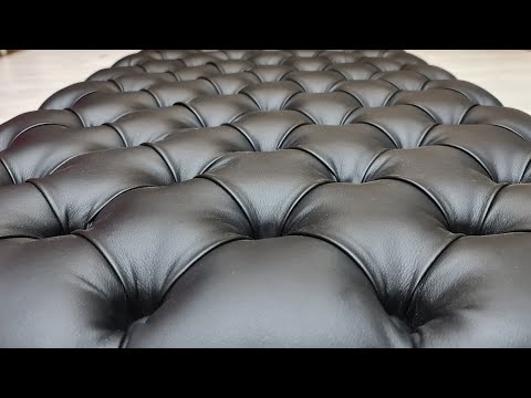 Делаем панель и сидушку в экокоже, каретная стяжка. Наращиваем ткань. Подробный ролик. Делаем углы