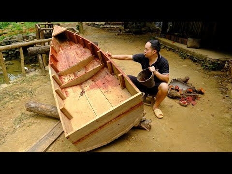 primitive skills; DIY WOODEN BOAT
