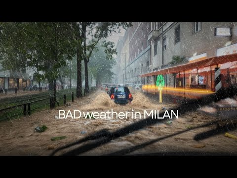 4K Driving in BAD Weather | Relaxing and Study Video | Milan, Italy - September 2025