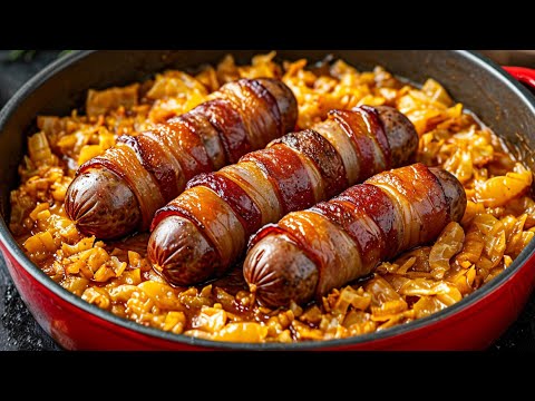 Try preparing sausages wrapped in bacon this way!  It's so delicious!