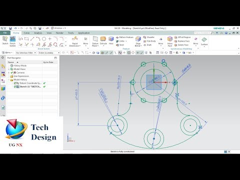 Unigraphics NX- Sketch Example 1 with constraints and Dimensioning for beginners