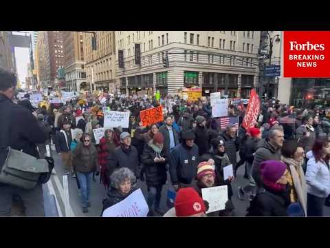 Streets Of New York City Filled With Protesters As Part Of Nationwide 'No Kings' Protests