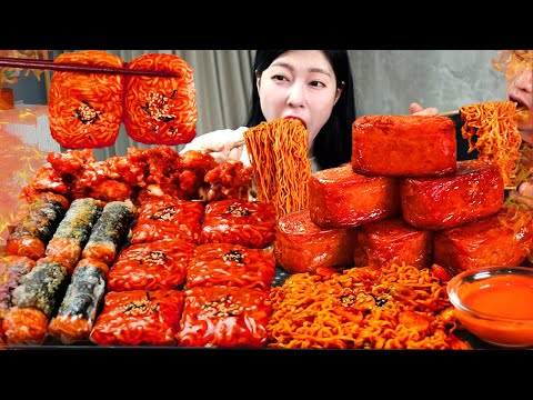 ASMR MUKBANG| 직접 만든 불닭쌈 양념치킨 통스팸 먹방 & 레시피 FRIED CHICKEN AND FIRE NOODLES EATING