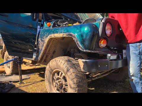 Залифтовал уаз в сельском автосервисе | Лифт кузова УАЗ Хантер | 33 колеса | Тест на бездорожье