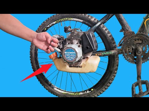 Farmer Attaches Lawn Mower to Bike! Convert bicycle into motorbike with powerful 2-stroke engine