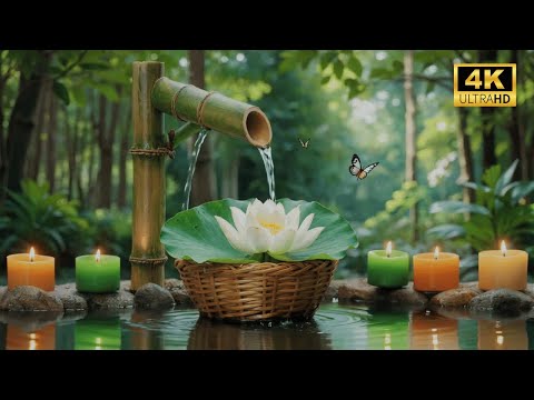 Bamboo Fountain Sound Meditation with Slow Relaxing Piano