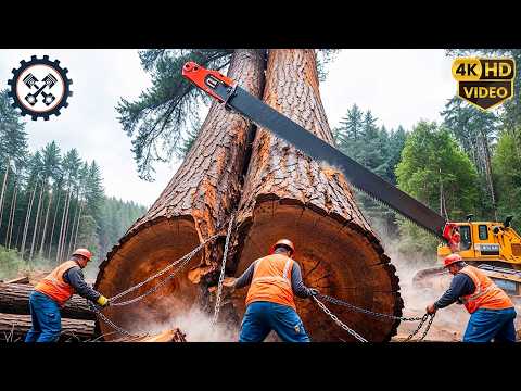 Extreme Dangerous Fastest Big Chainsaw Cutting Tree Machines | Monster Stump Removal Excavator #23
