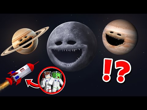 JJ and Mikey vs The MOON Wakes UP! SCARY SATURN and JUPITER COSMIC HORROR in Minecraft - Maizen