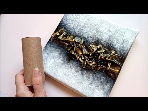 Acrylic Abstract Painting with Toilet Paper Rolls | DIY Textured Painting ✨