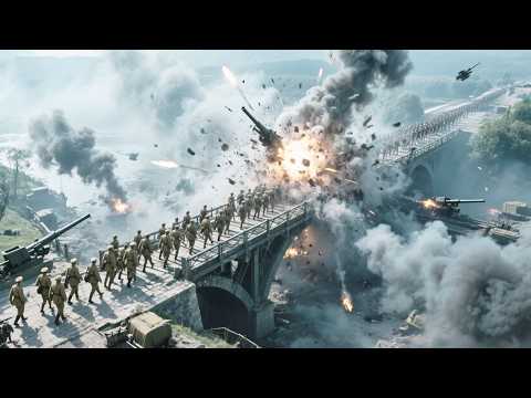 Proud Japanese march into a trap set by National army. One explosion turns men and bridge to dust!